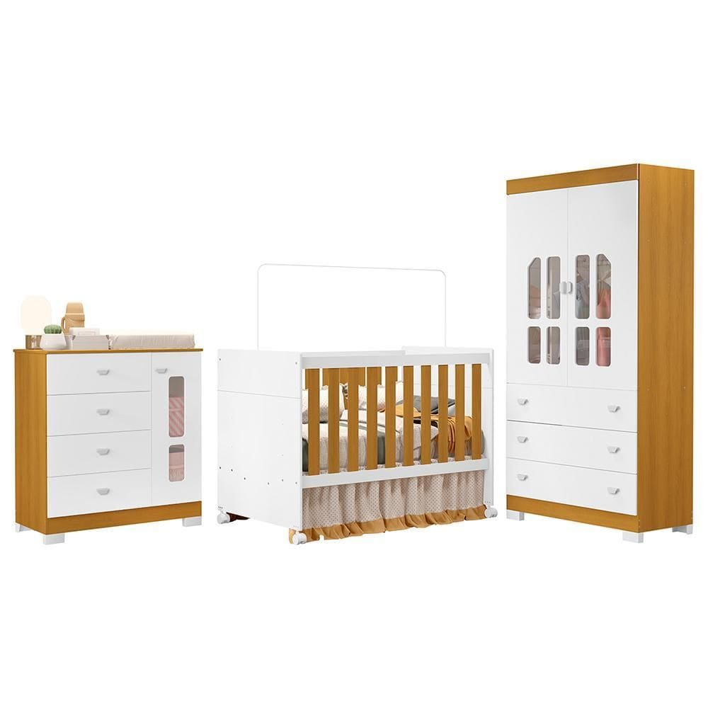 Dormitório Infantil New Katatau Guarda Roupa, Cômoda e Berço Mini Cama - Reller Móveis