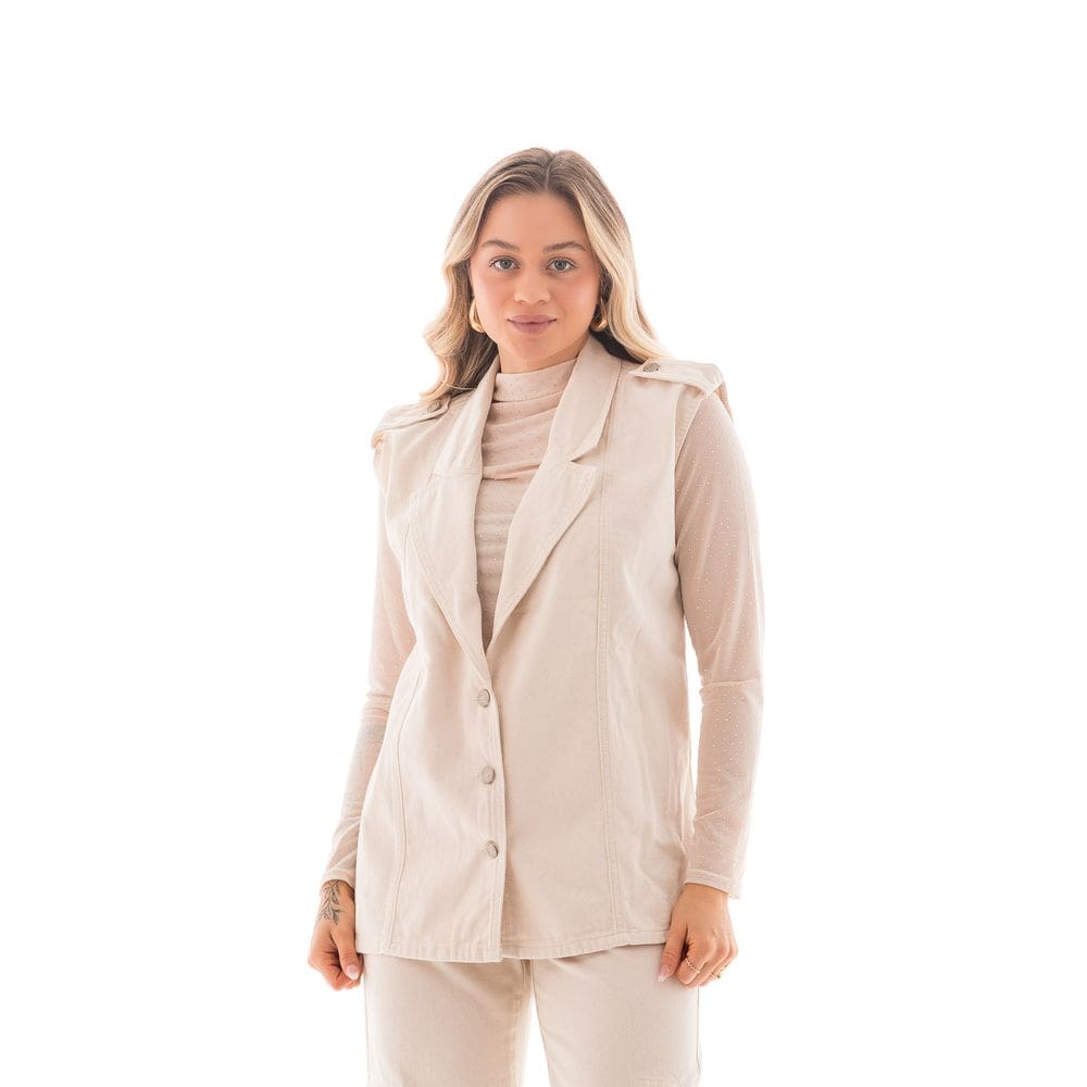 Colete Feminino Denim Natural Arauto Oversized
