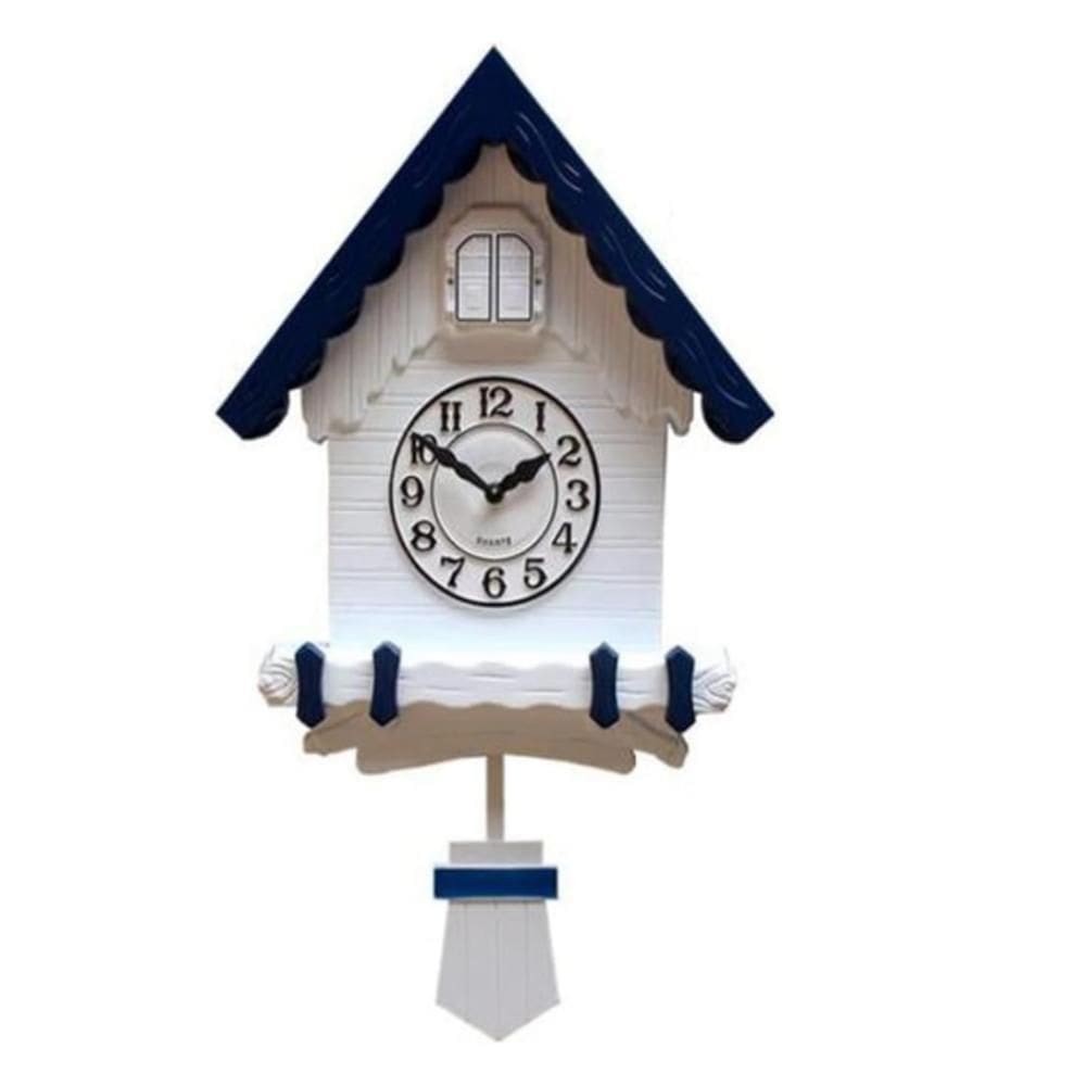 Relogio Cuco De Parede Musical 3D Analogico Branco Estilo Madeira Decorativo Passaro