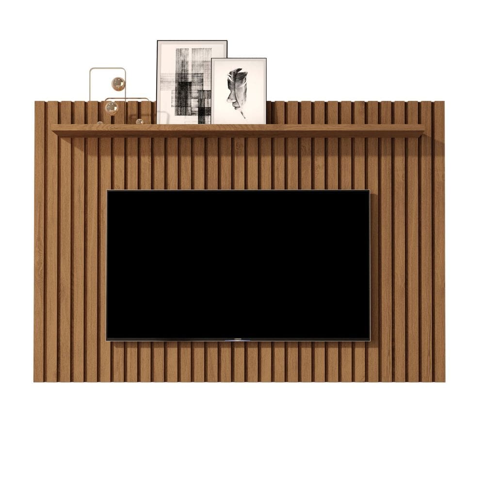 Painel Ripado com Prateleira Para Sala de TV 60\" Pequena Classic Giga Moveis