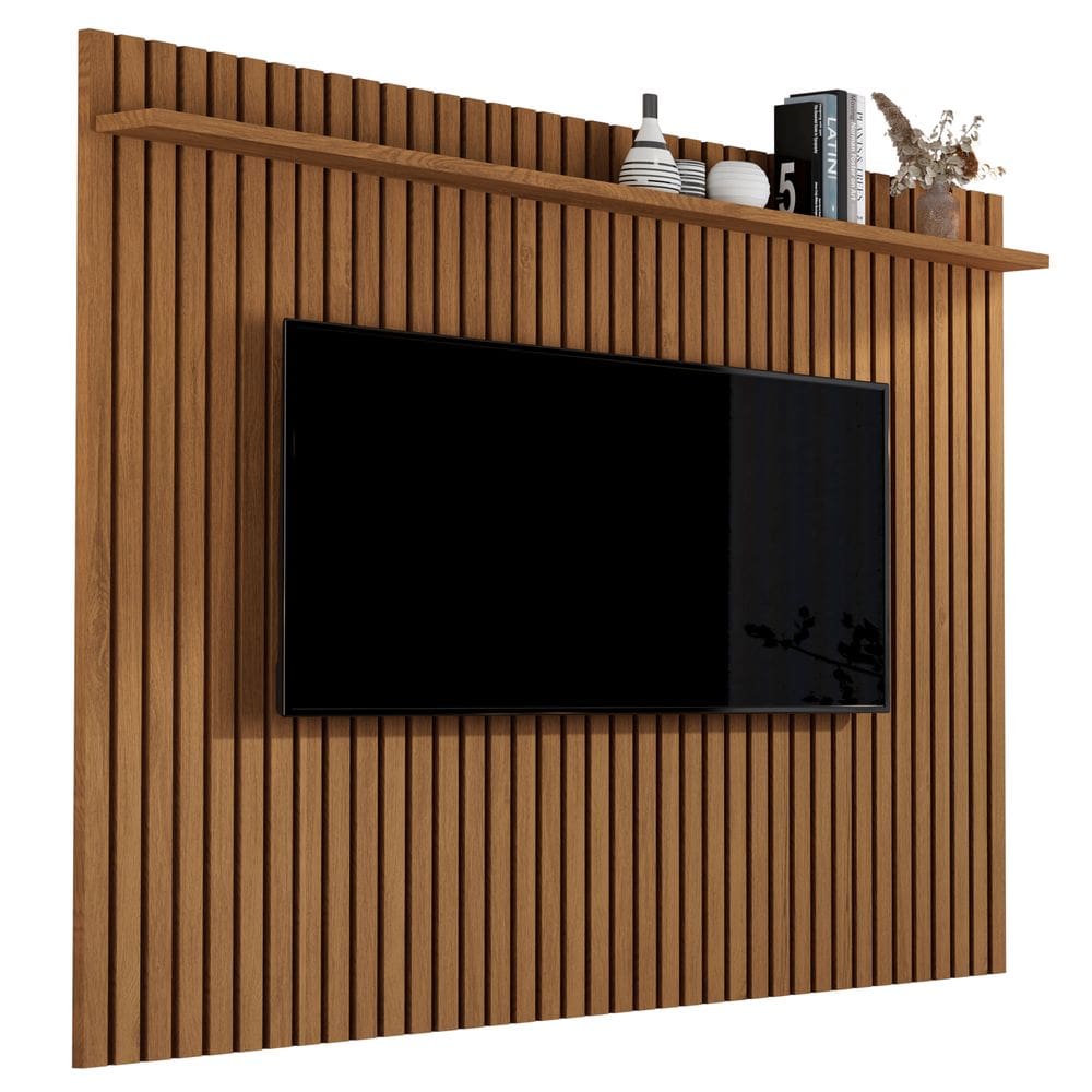 Painel Ripado Para Sala Grande com Prateleira 1.80m Venus Tv 70\"