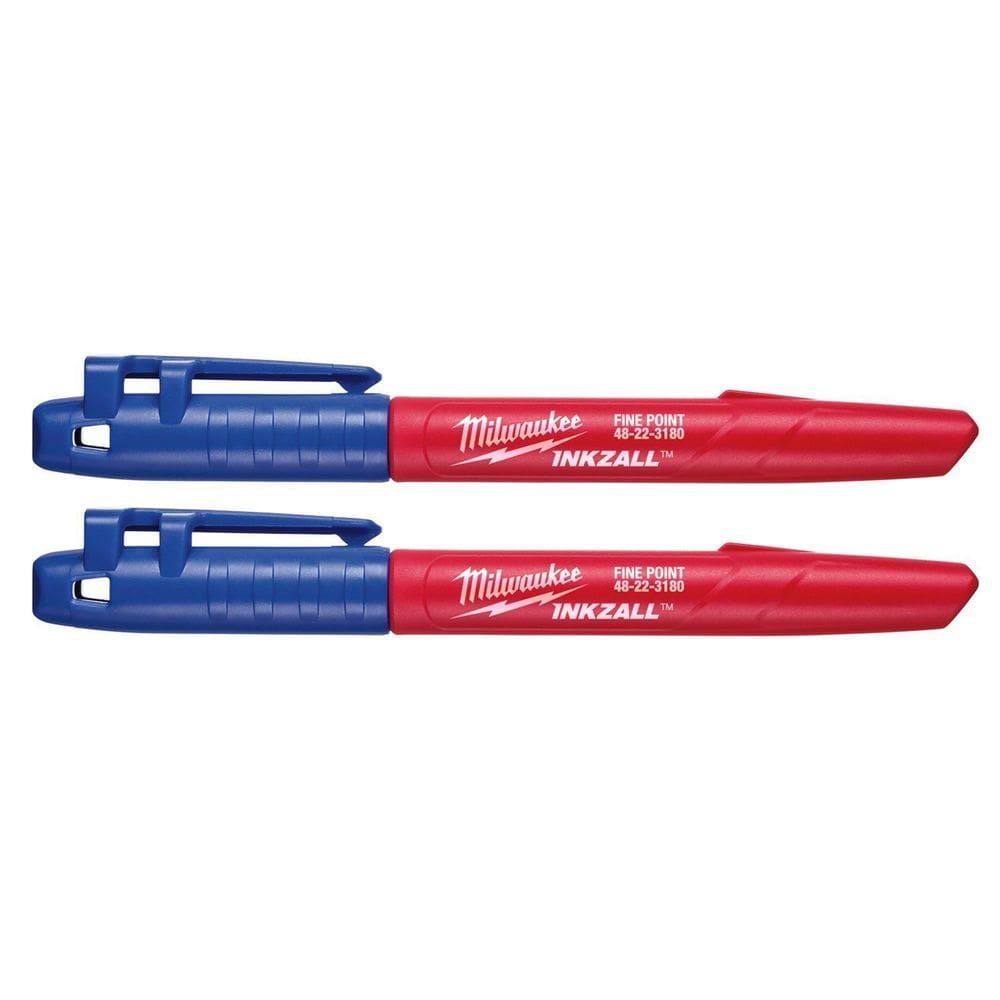 Kit 2 Canetas Azuis Ponta Fina Inkzall 48-22-3180 Milwaukee