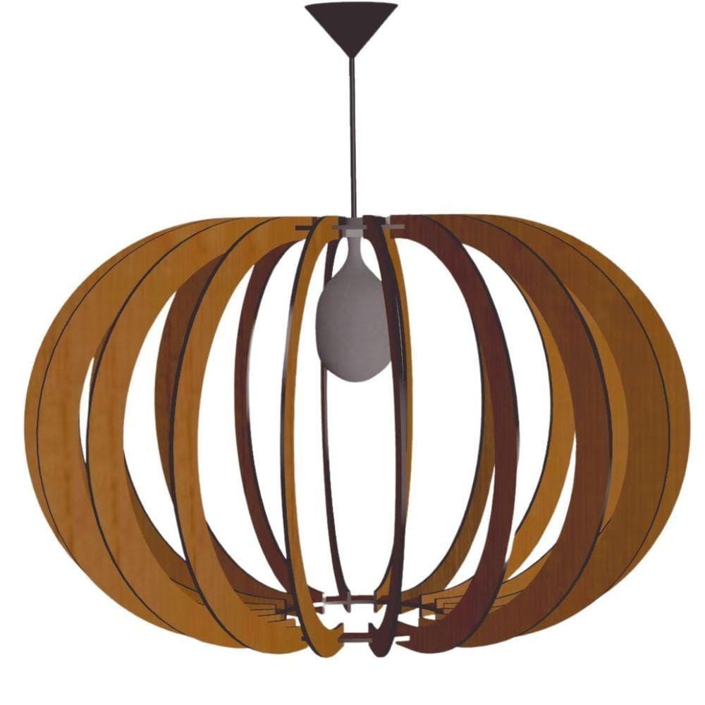 Luminária Teto Tipo Pendente Olimpía Mdf Completa - Cor:marrom