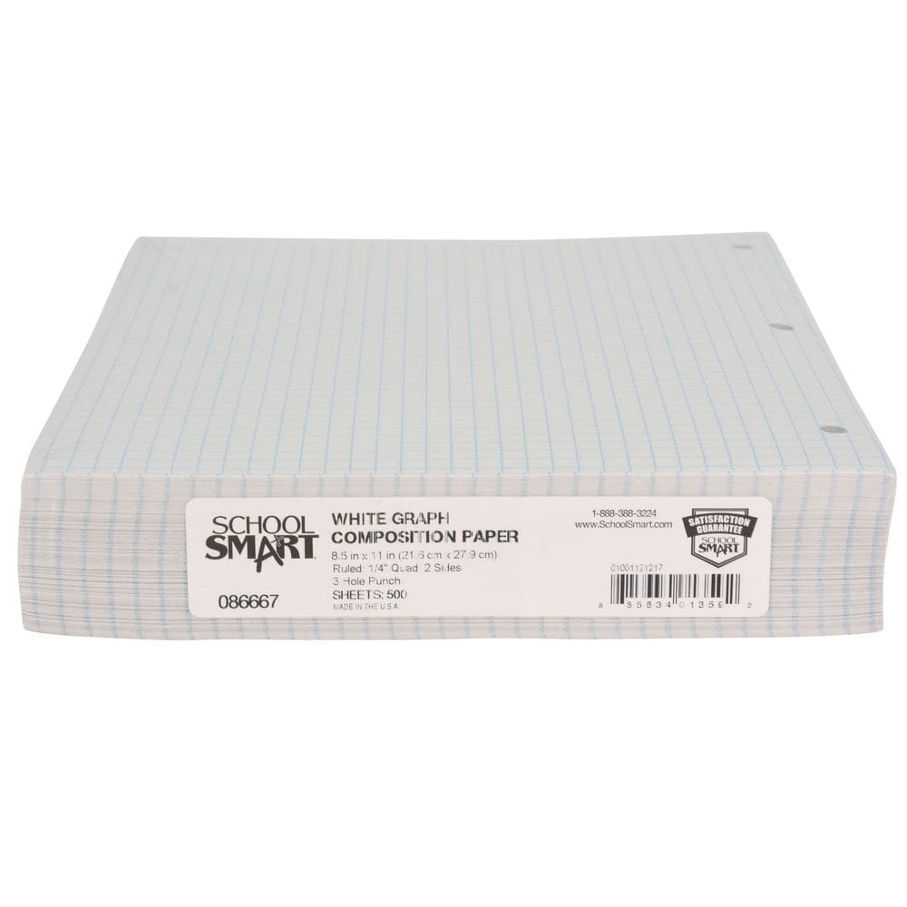 Papel quadriculado School Smart-86667 de dupla face 21,6 x 27,9 cm 500 folhas