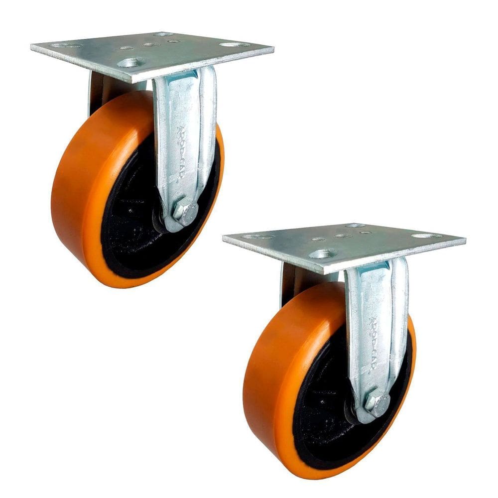 Rodízio Fixo 6” FIR 62 UFK 450kg FIXO PU Laranja Rolamento 105033 2un Rod-Car