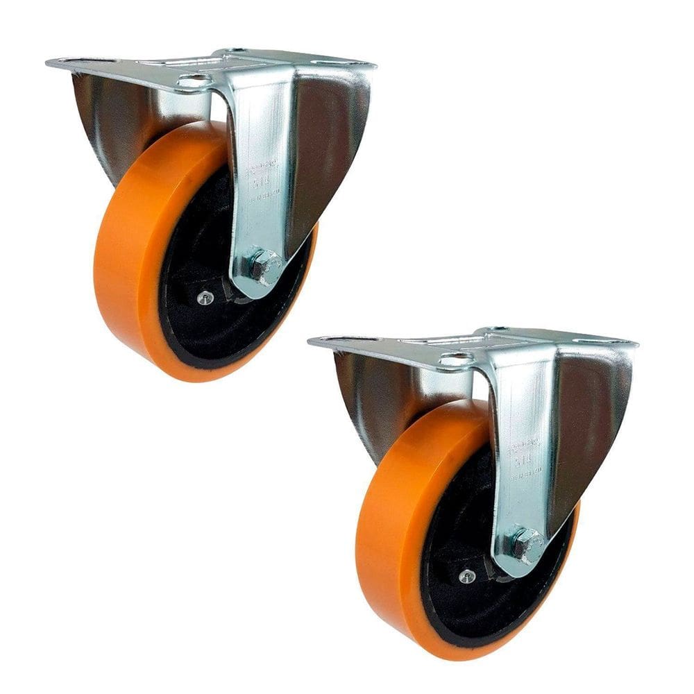 Rodízio Fixo 5” FLR 514 UFN 300kg PU Laranja Bucha 106527 2un Rod-Car