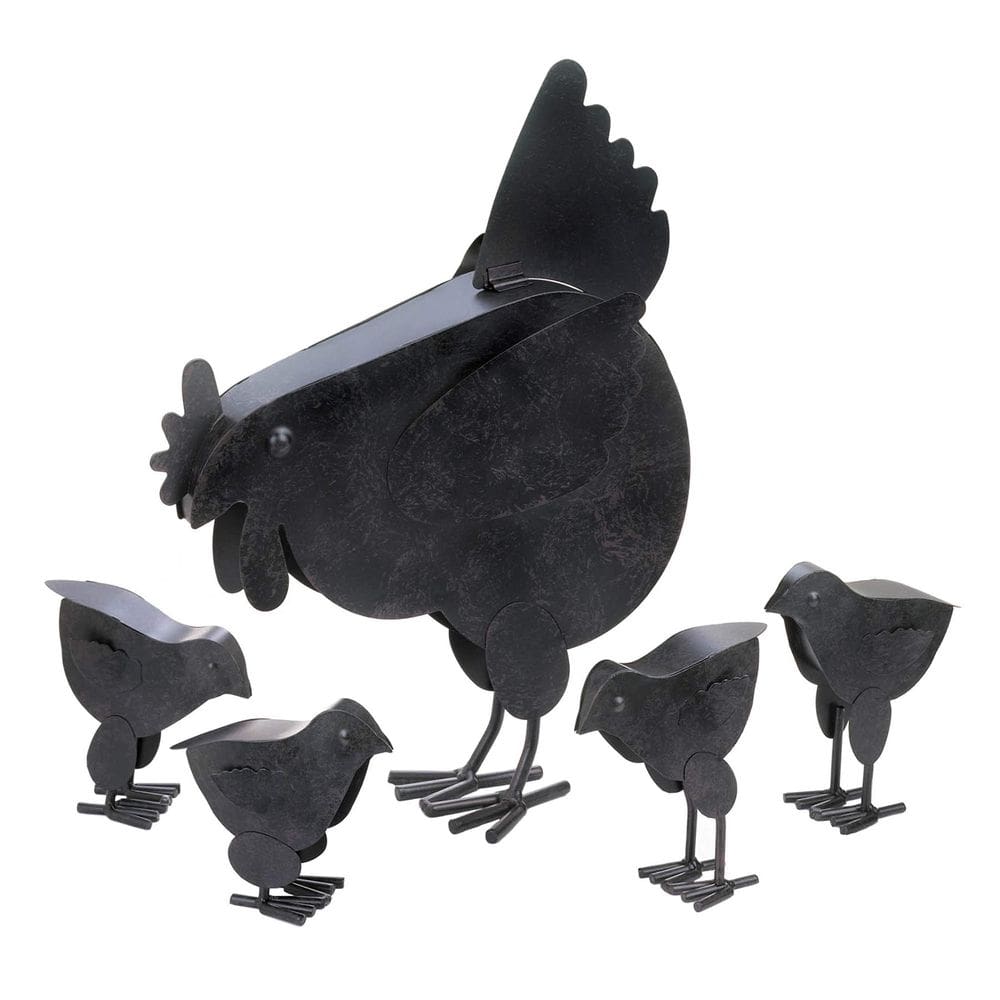 Escultura de jardim Zingz & Thingz em metal galvanizado Hen com chique
