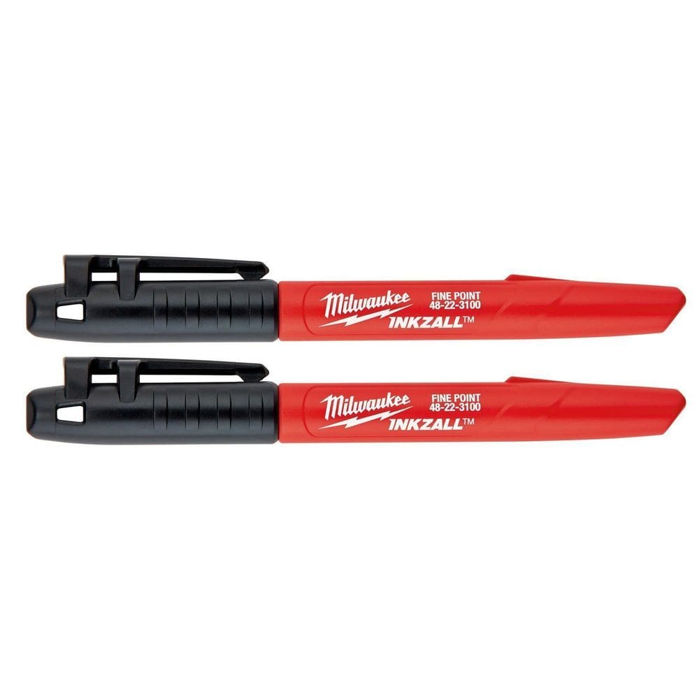 Kit 2 Canetas Pretas Ponta Fina Inkzall 48-22-3100 Milwaukee