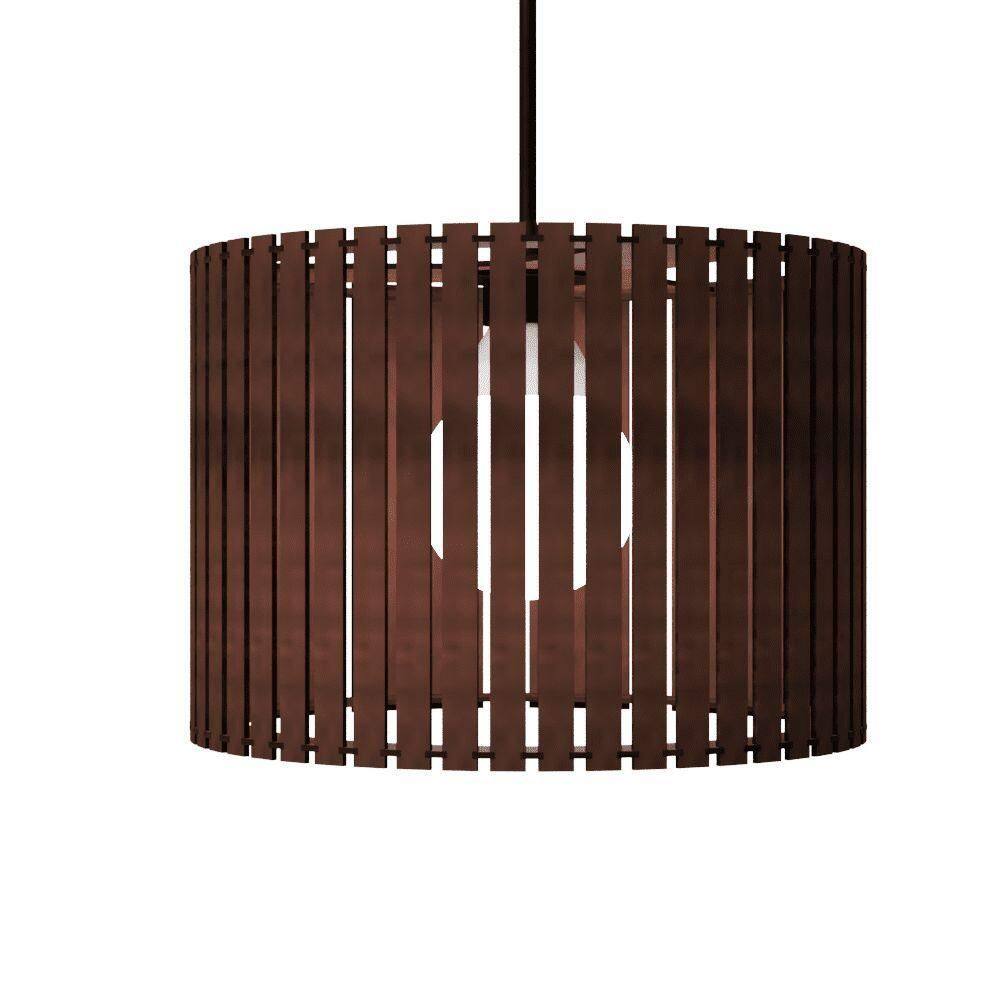 Luminária Pendente Berlim Modelo Ripado Marrom