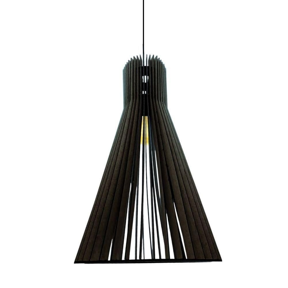 Luminária Teto Tipo Pendente Funil Mdf - Completa Cor:preta