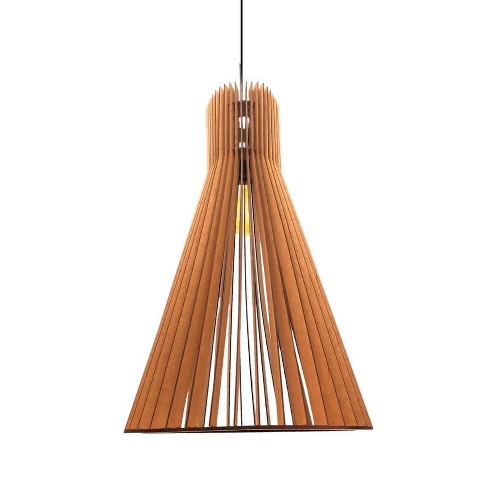 Luminária Teto Tipo Pendente Funil Mdf - Completa Cor:mdf Cru
