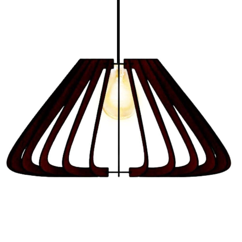 Luminária Teto Tipo Pendente Macau Mdf Completa - Cor:preta