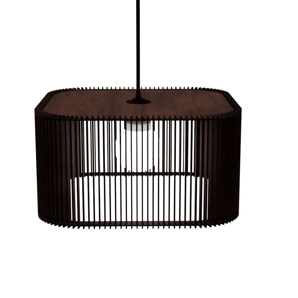 Luminária Pendente Ayla Modelo Ripado Marrom