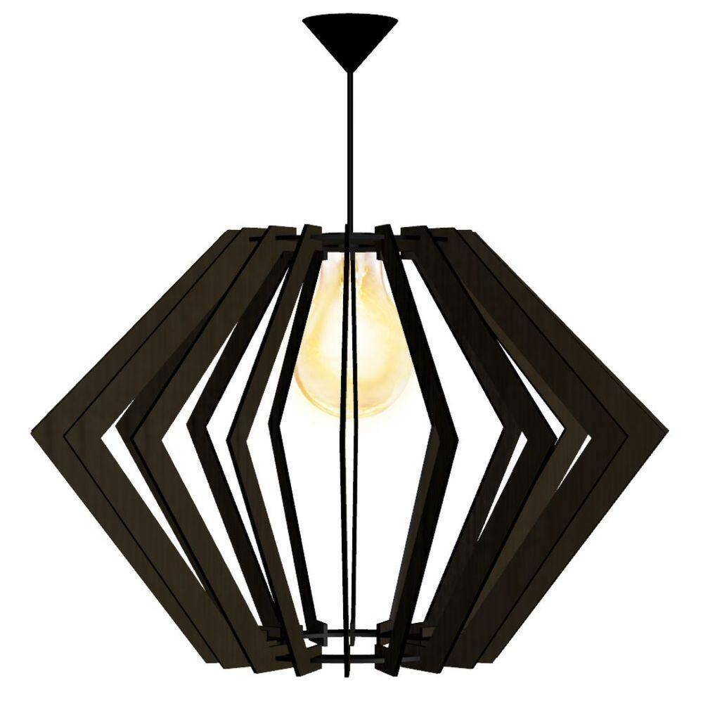 Luminária Teto Tipo Pendente Pegasus Mdf Completa - Cor:preta