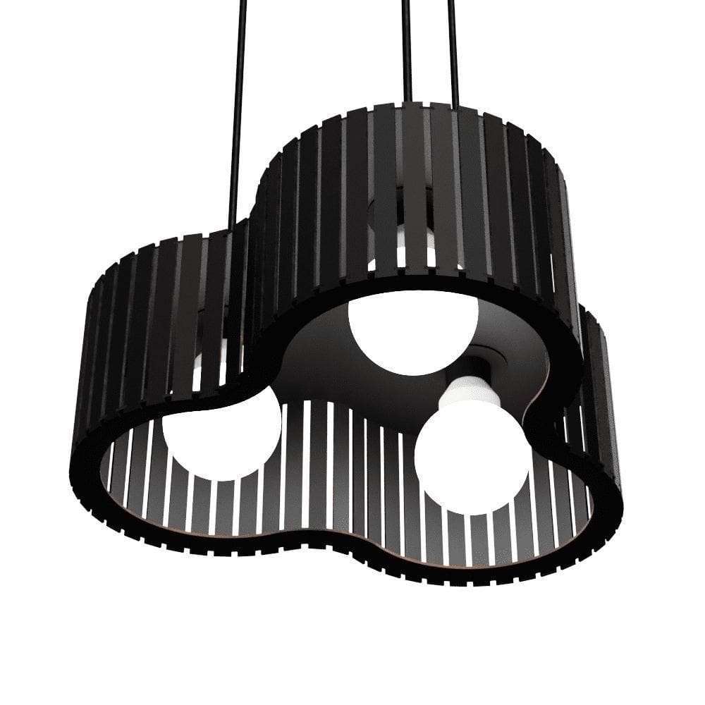 Luminária Pendente Crepusculo Modelo Ripado Preta