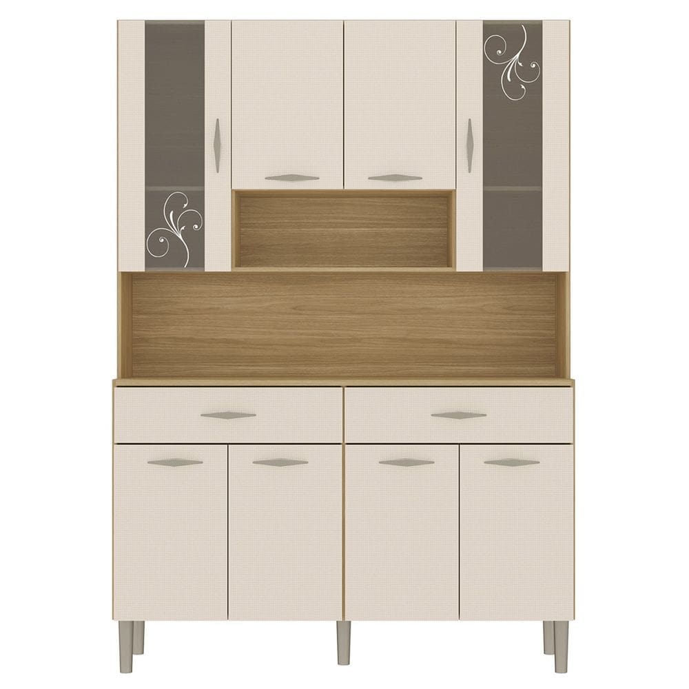 Armário de Cozinha Compacta 121cm Bruna Plus Freijó/Soft Z06 - Mpozenato