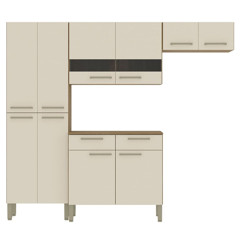 Cozinha Compacta Com Balcão 221cm Vivian Plus Freijó/Soft Z06 - Mpozenato