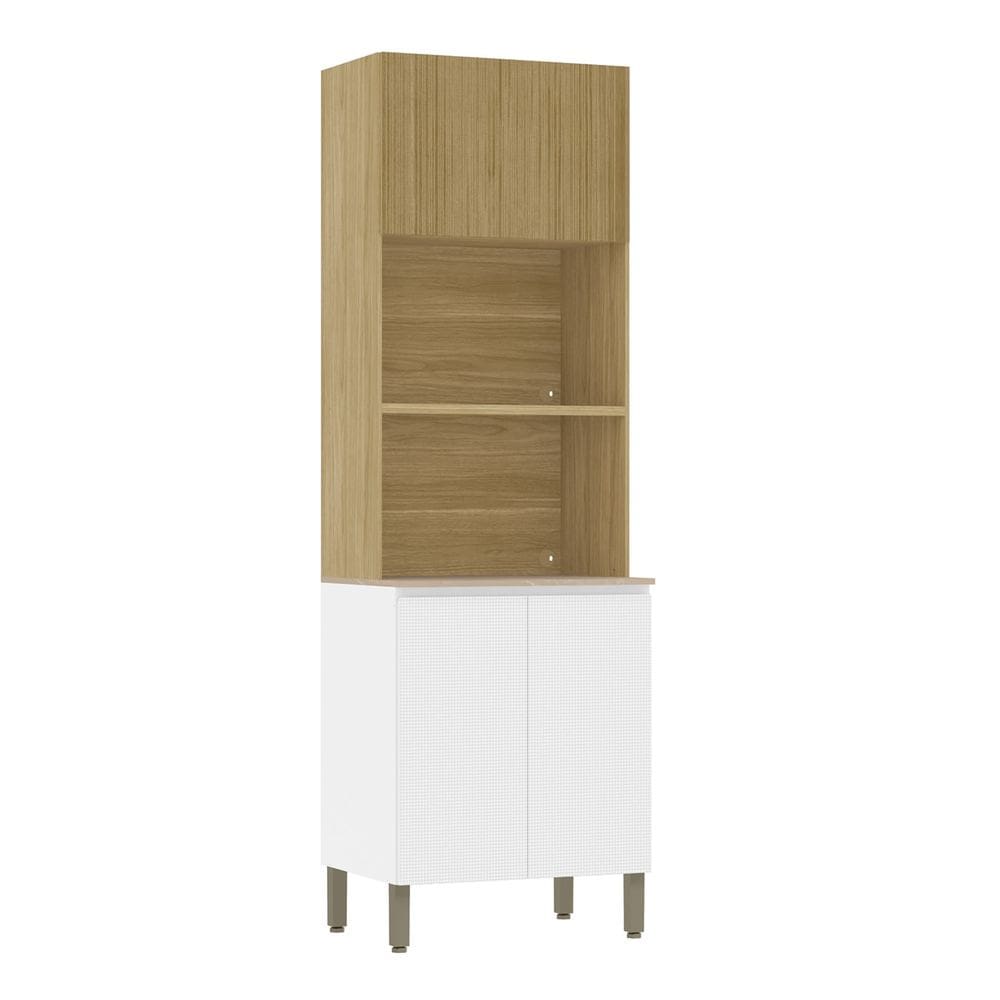 Paneleiro Cozinha Torre Quente Duplo Minsk Branco/Freijó Z06 - Mpozenato