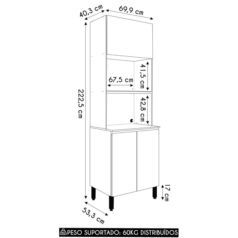 Paneleiro Cozinha Torre Quente Duplo Minsk Branco/Soft/Freijó Z06 - Mpozenato