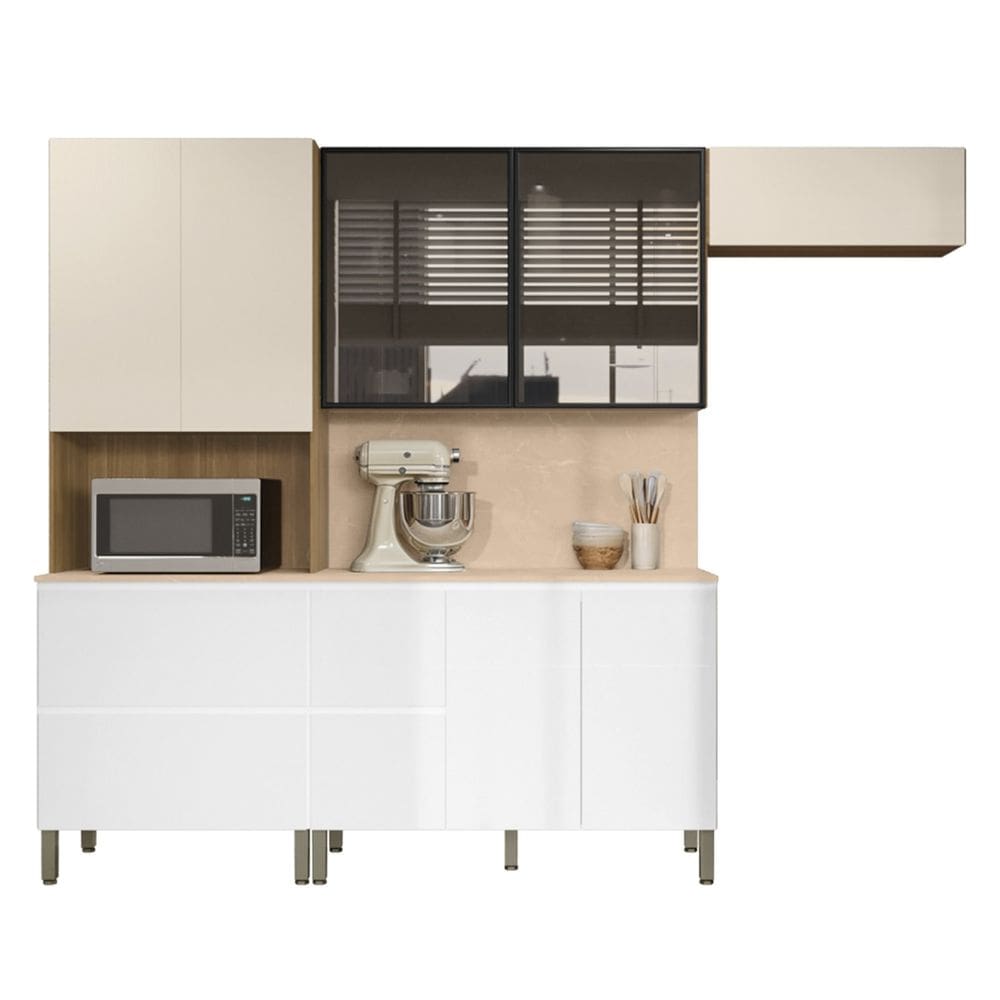 Armário de Cozinha CP05 Com Tampo 120cm Minsk Branco/Soft Z06 - Mpozenato