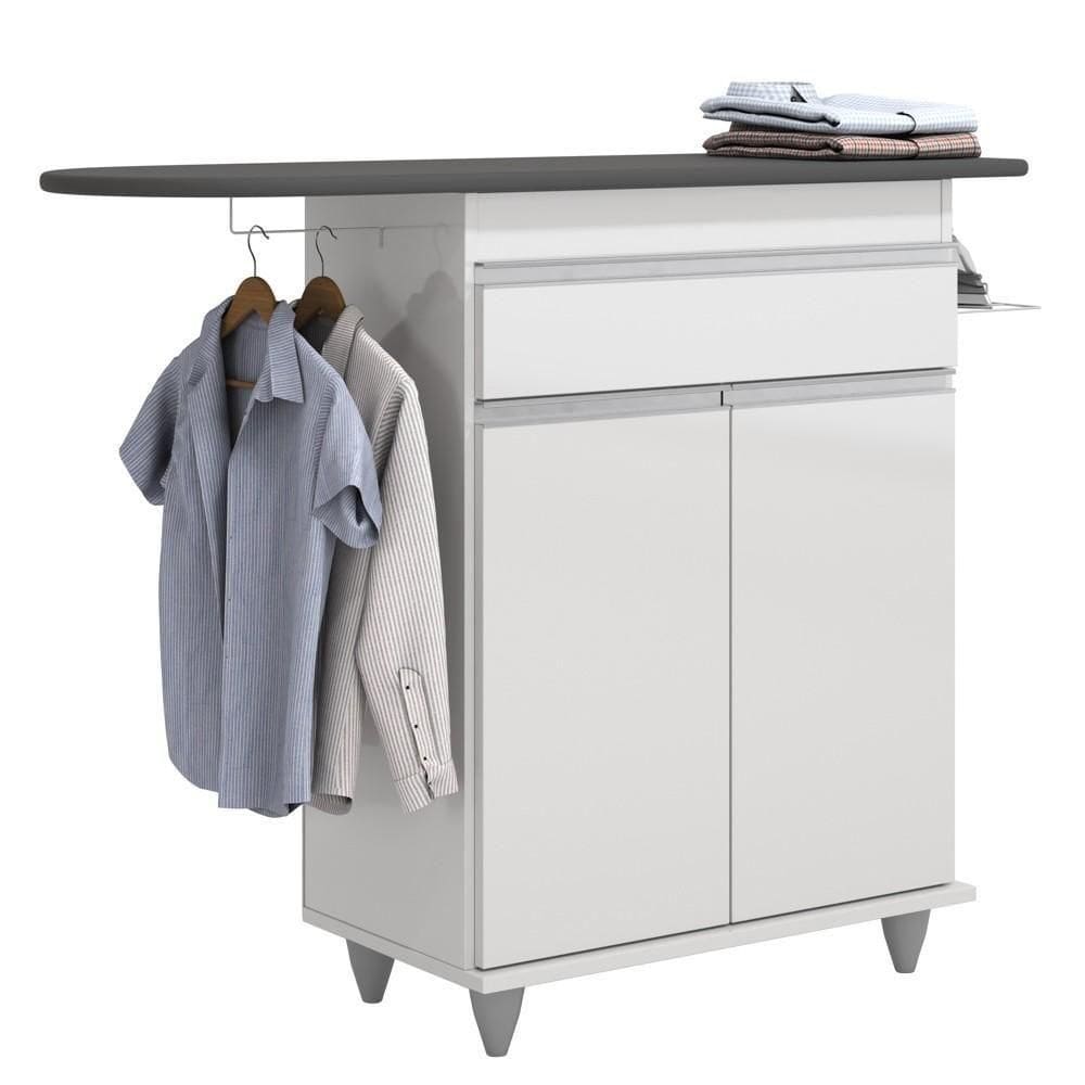 Tábua De Passar Com Balcão 2 Portas 1 Gaveta Larissa Branco - Lumil