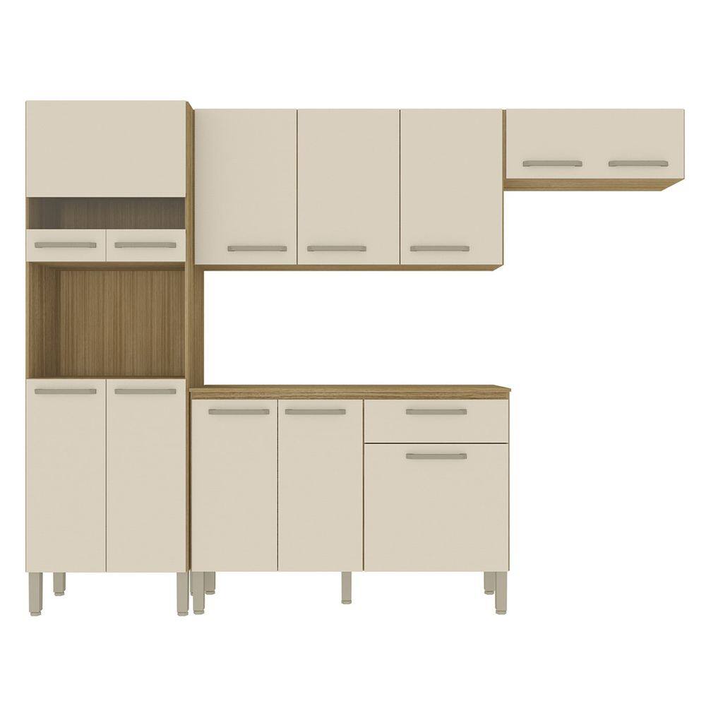 Cozinha Compacta Com Balcão 251cm Louis Plus Freijó/Soft Z06 - Mpozenato