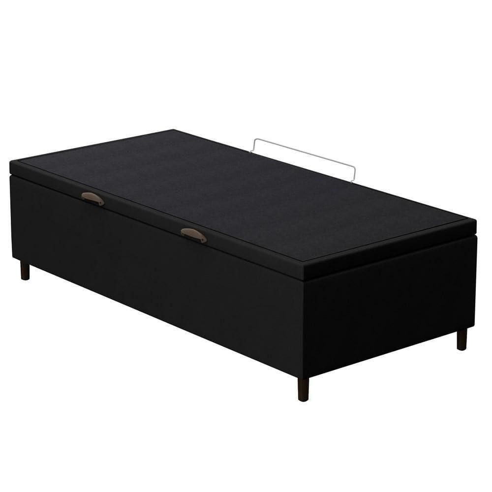 Base Para Cama Box Baú Solteiro 88x188cm Hit I02 Suede Preto - Mpozenato