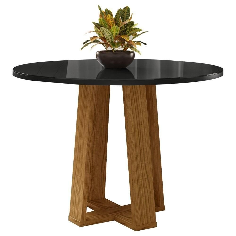 Mesa De Jantar Redonda 4 Lugares 100cm Ella N02 Ypê-preto - Mpozenato