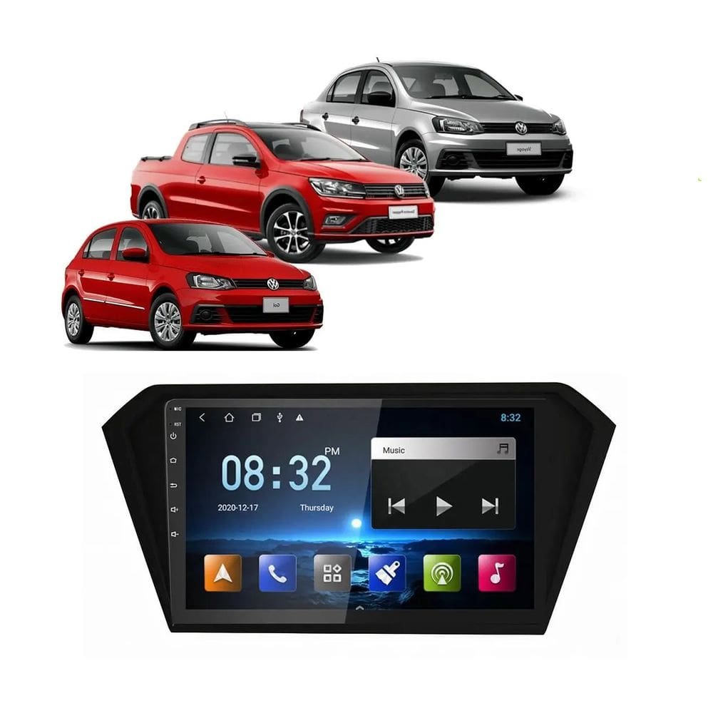 Kit Multimidia Saveiro Gol Voyage 2017 / 2025 Android 14 OctaCore 4/64GB 4G - Link8S Adak