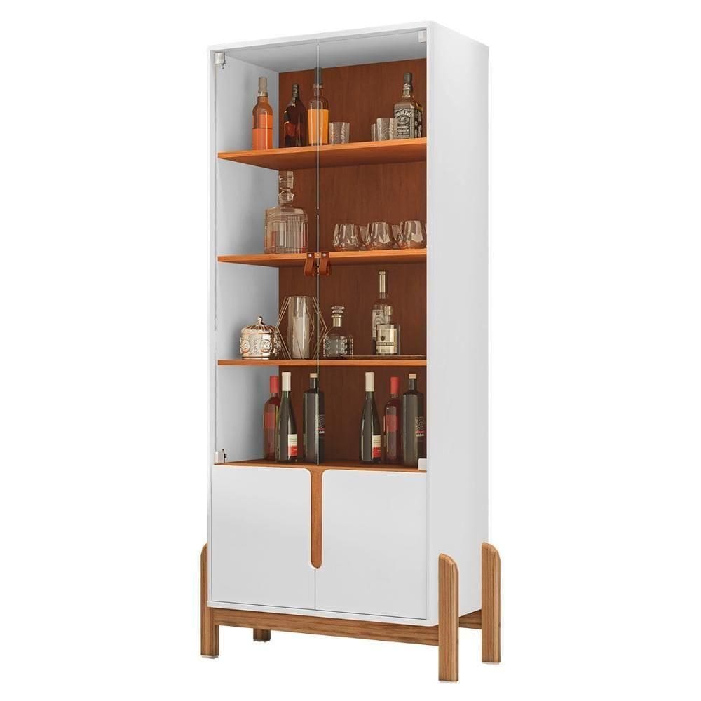 Cristaleira De Vidro Para Sala De Jantar Nay C14 Branco-cedro - Mpozenato