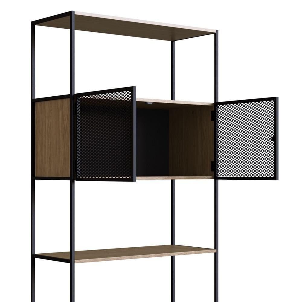 Estante Livreiro 2 Portas 1 Gaveta Estilo Industrial York Hanover-preto - Artesano