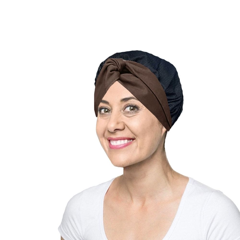 Faixa de Cabelo Turbante Marrom Touca Redinha Preta Cozinha