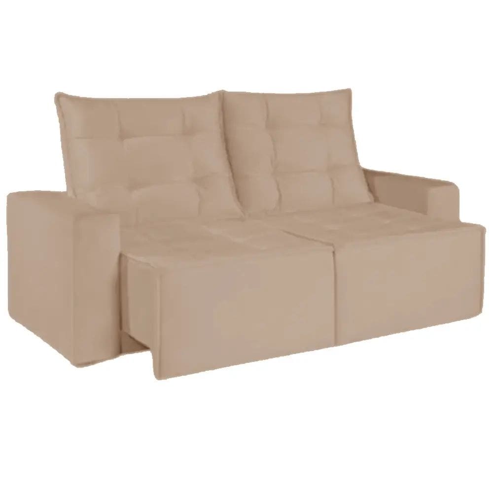 Sofá Macaé 3 Lugares Retrátil e Reclinável Tecido Suede 190cm União Cor Bege Castor