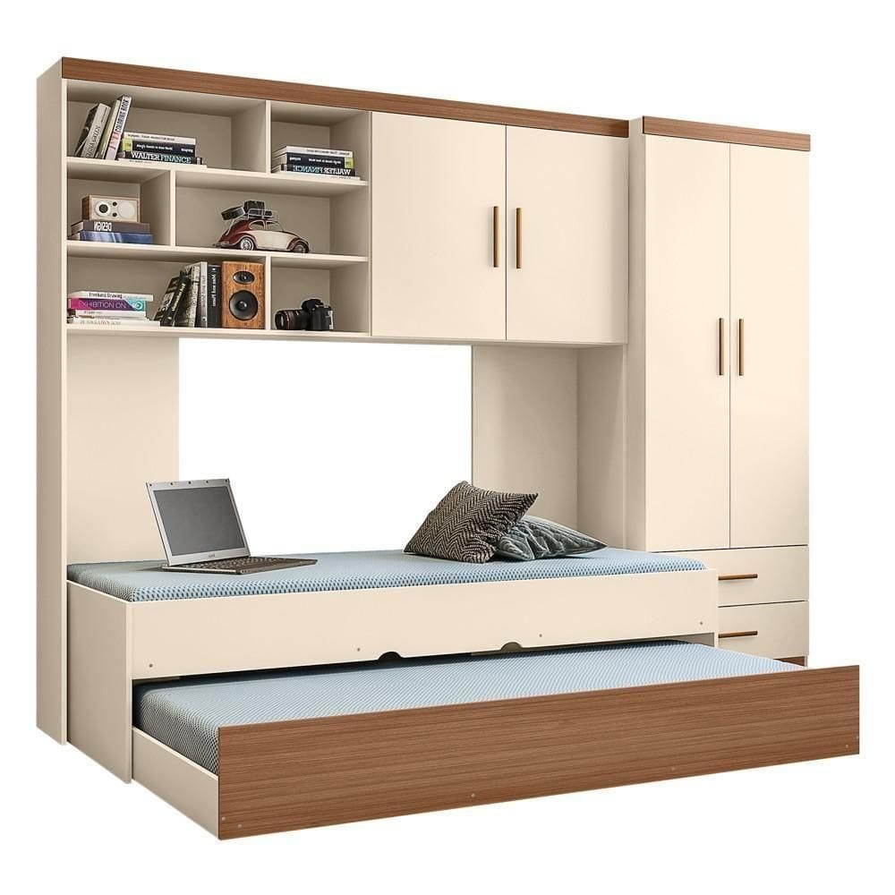 Quarto Infantil Modulado 4 Portas Com Bicama Chiara Off White-carvalho - Phoenix