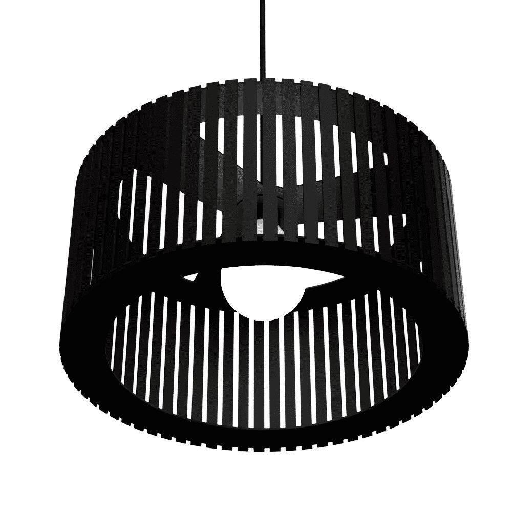 Luminária Pendente Berlim Modelo Ripado Preta