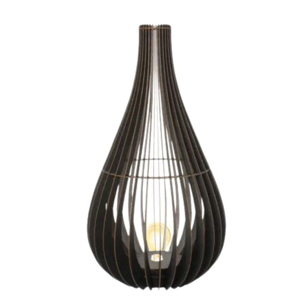 Abajur Grande De Chão Tulipa Mdf Luminária Preto