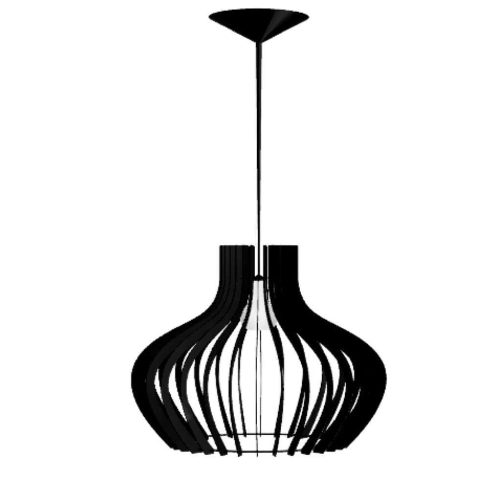 Luminária Teto Tipo Pendente Decanter Mdf Completa - Cor:preta