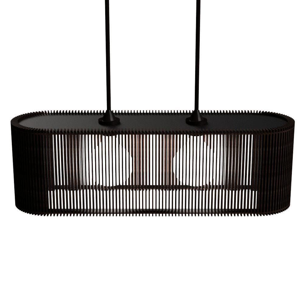 Luminária Pendente Veneza Modelo Ripado Preta