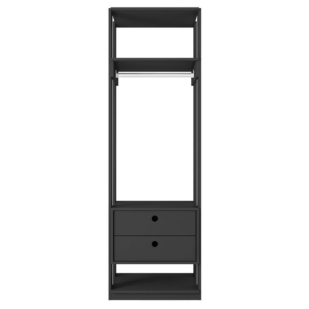 Módulo Guarda Roupa Closet Com 2 Gavetas Titan Preto Velluto - Móveis Leão