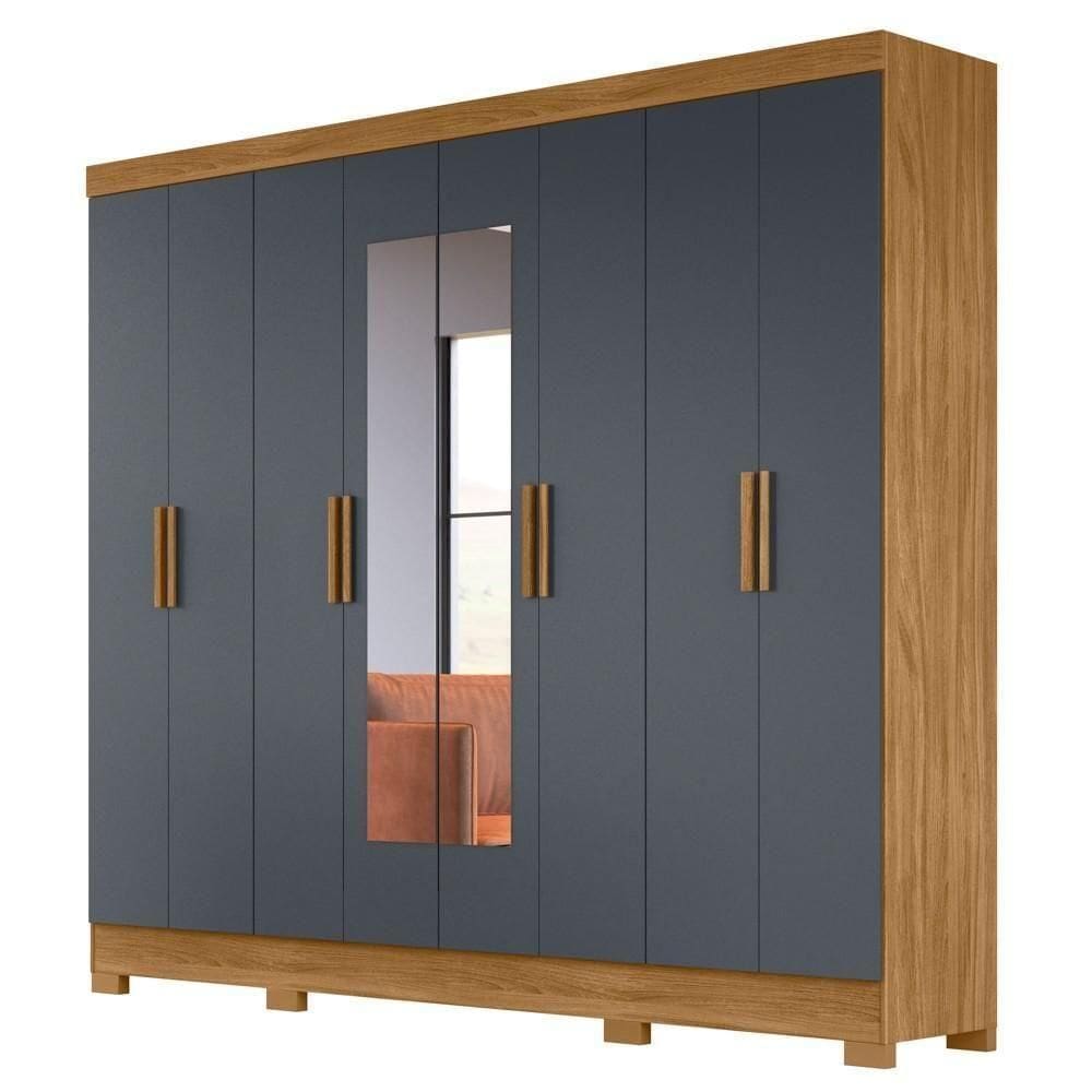 Guarda Roupa Casal Com Espelho 8 Portas 236cm ágata M07 Freijó-cinza - Mpozenato