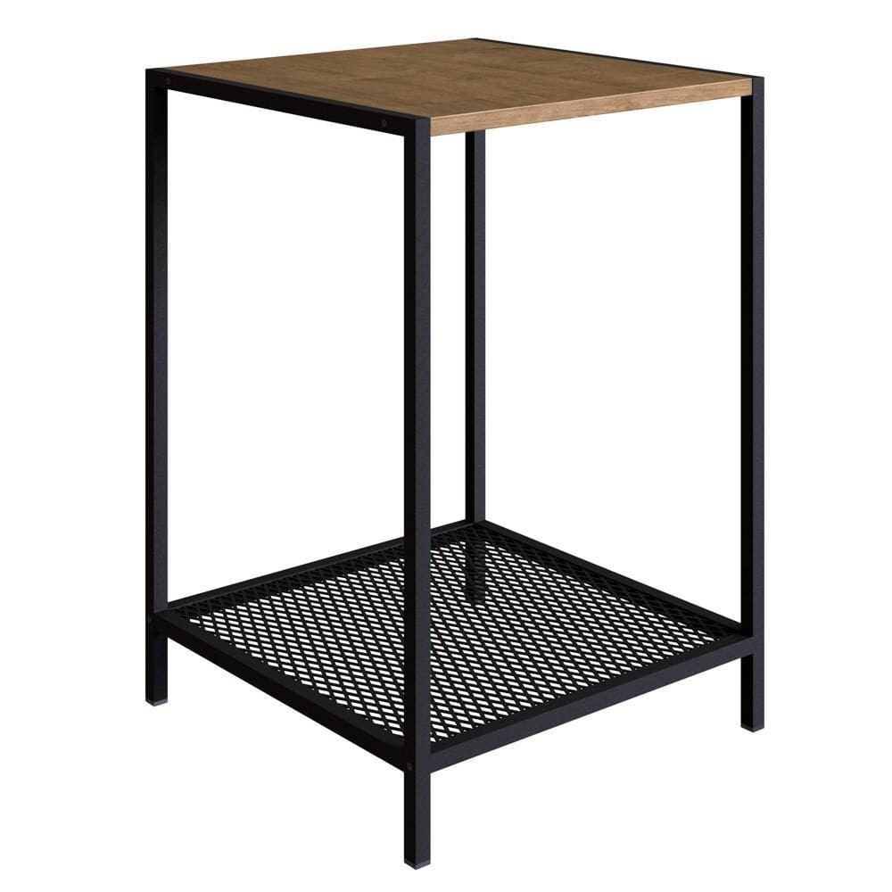 Mesa Lateral 1 Prateleira Estilo Industrial York Vermont-preto - Artesano