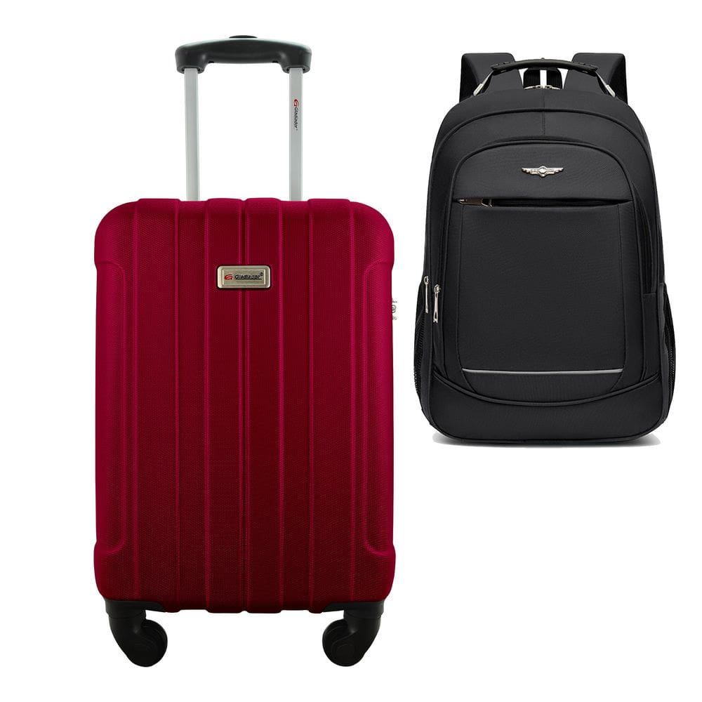 Kit Mala de Bordo 10kg Viagem Rodas 360 Rígida ABS Cadeado Segredo Gladiador A1MB Com Mochila Executiva 103
