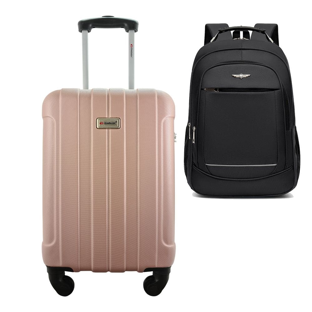 Kit Mala de Bordo 10kg Viagem Rodas 360 Rígida ABS Cadeado Segredo Gladiador A1MB Com Mochila Executiva 103