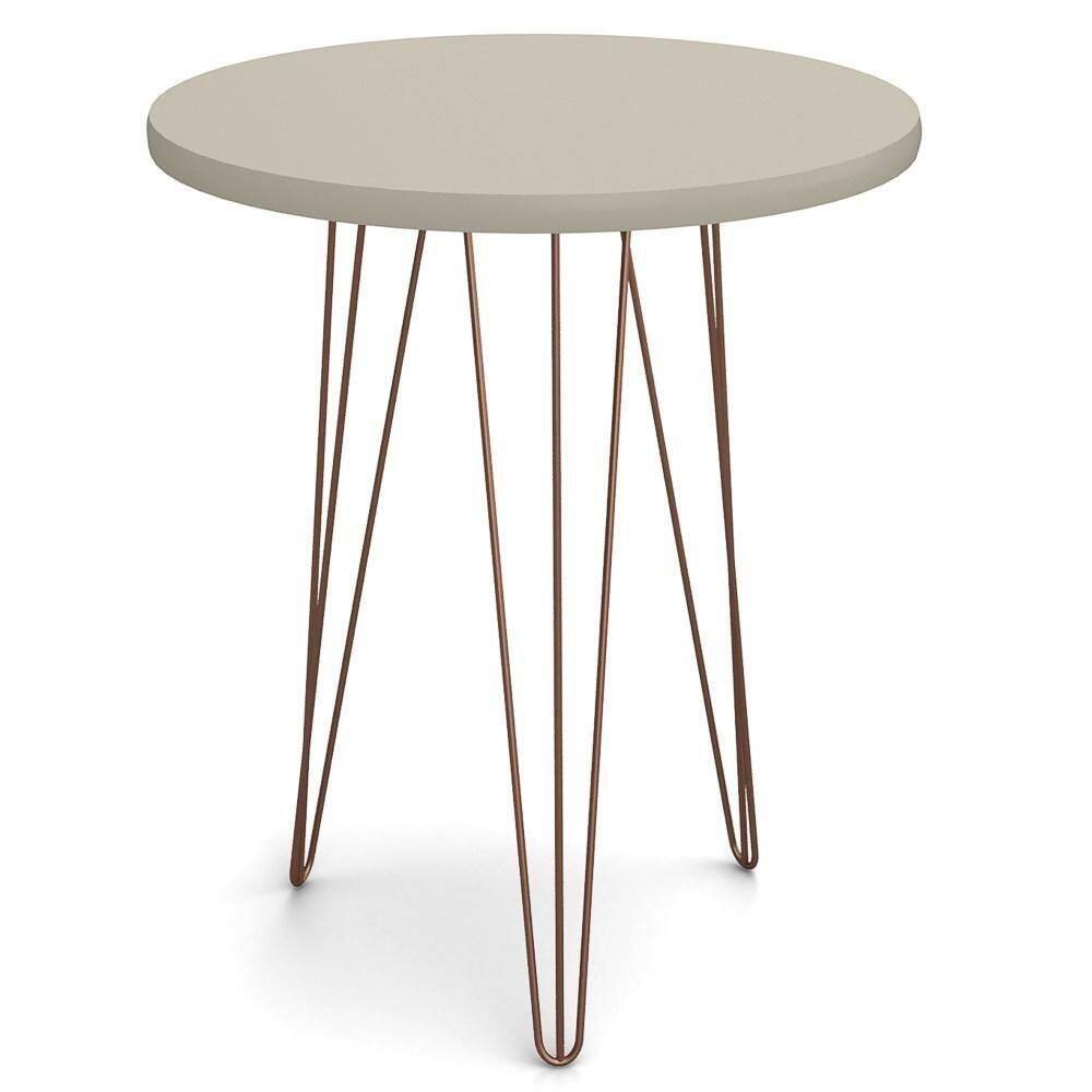 Mesa Lateral Redonda Base Aço Evolution Off White - Patrimar