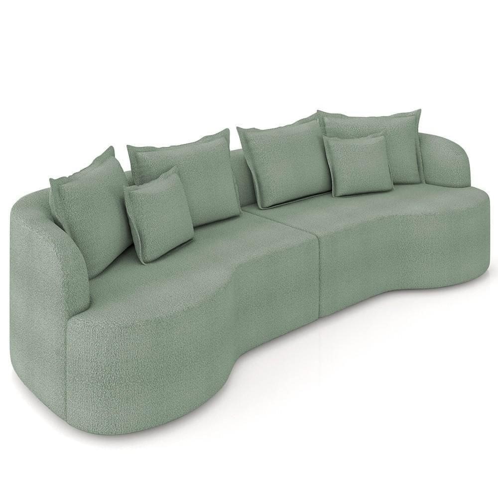 Sofá 3 Lugares 210cm Orgânico Quito K04 Bouclê Verde - Mpozenato