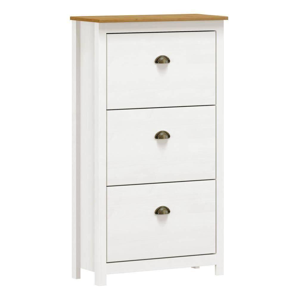 Sapateira De Madeira 3 Portas 70cm Estilo Americano Lázio F07 Branco-carvalho - Mpozenato