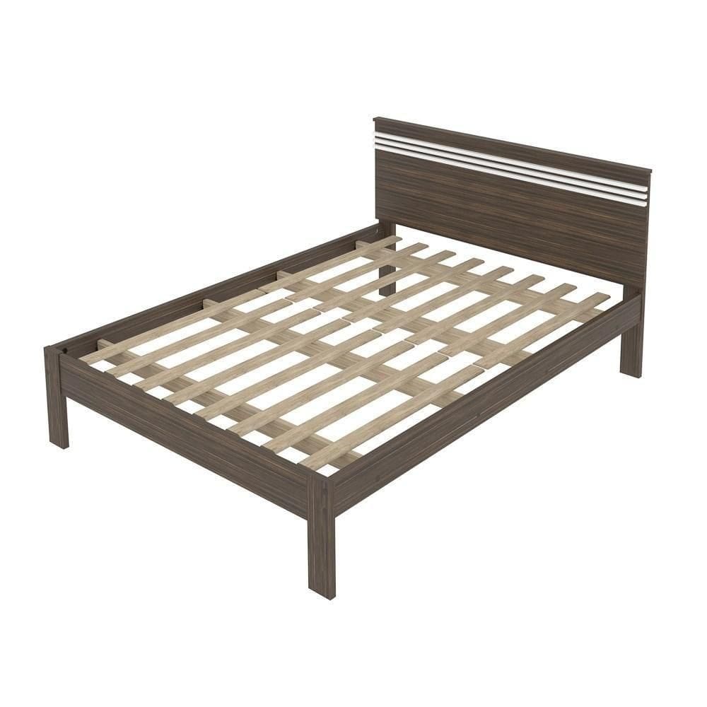 Cama De Casal Madeira Cm8009 Nogal-branco - Tecno Mobili