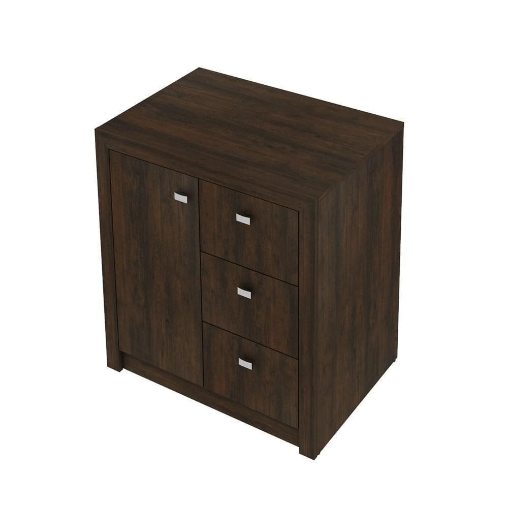 Armário 03 Gavetas E 01 Porta Para Home Office Me4111 Rústico - Tecno Mobili