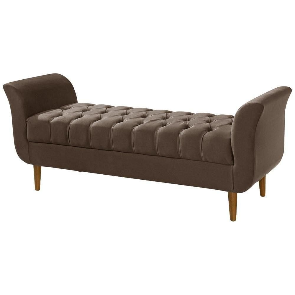 Divã Recamier 130cm Barcelona Suede Marrom - Atraente Móveis
