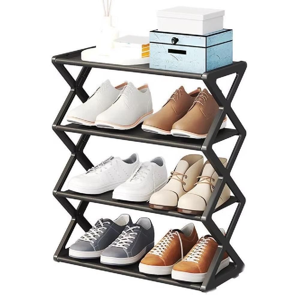 Sapateira Industrial 4 Prateleiras Organizador Vintage 8 Pares Sapatos Quarto Brinquedos Comoda Estante preto